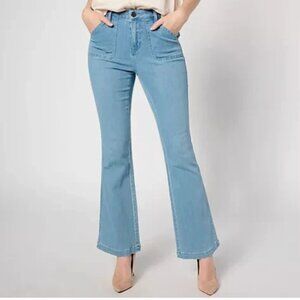 Belle Kim Gravel Primabelle Patch Pocket Flare Jean-Vintage Blue-Plus 28-A628914